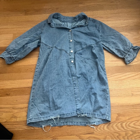 Blue Denim Button-Up Dress - Picture 3 of 10